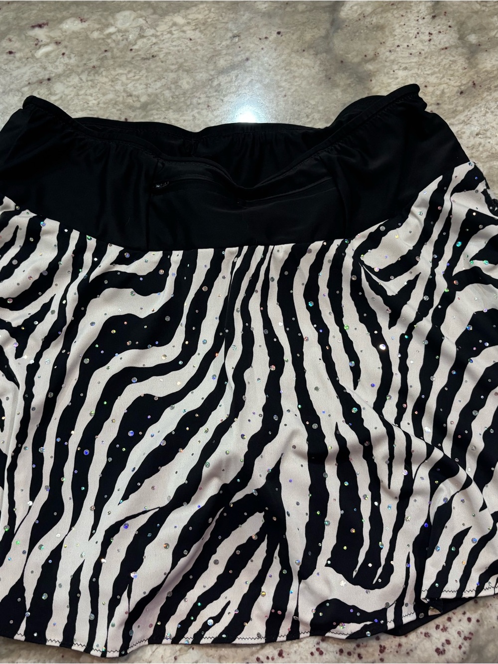 Zebra Print Black & White Skater Skirt with Sparkle- Original Sparkle Skirt XXL